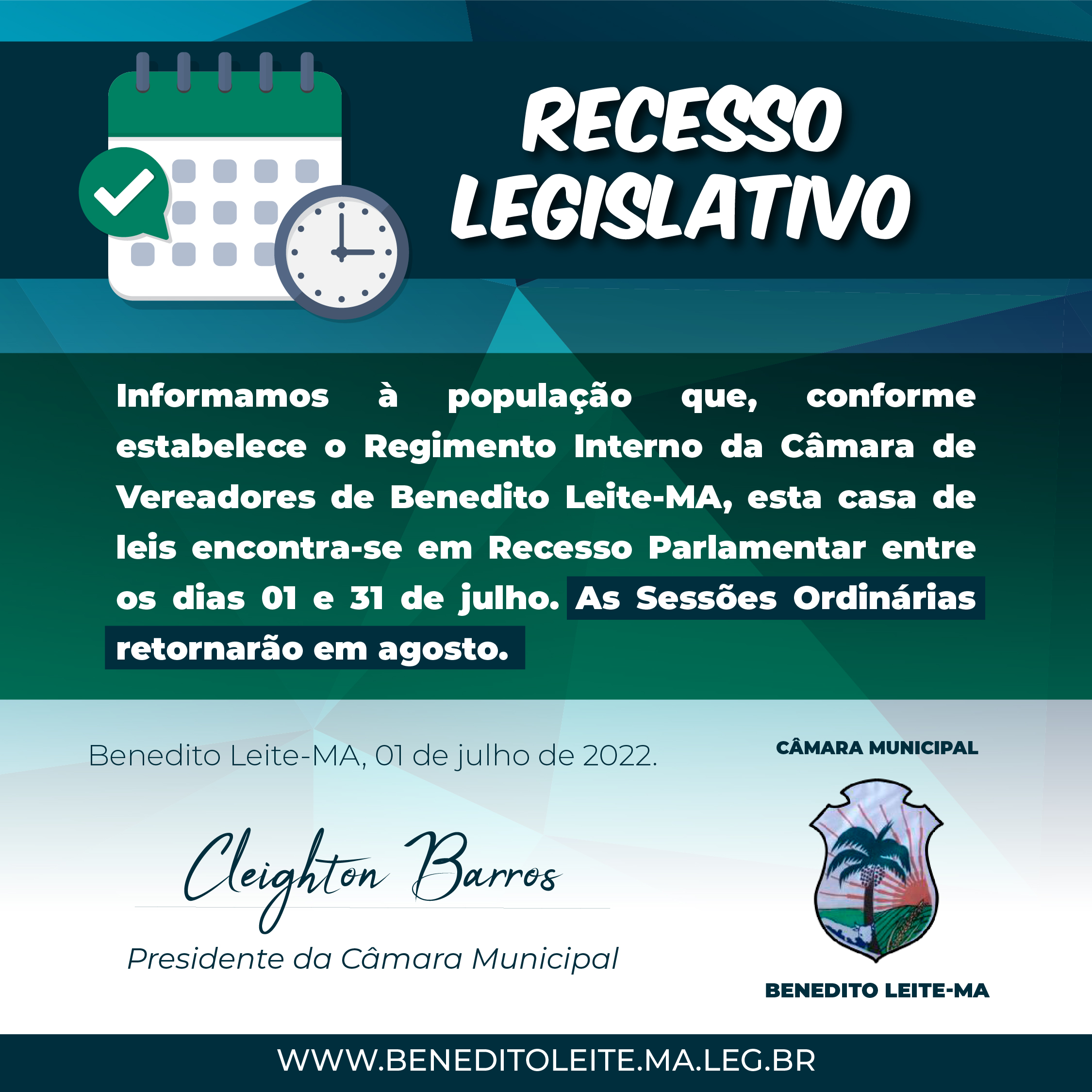 recesso legislativo julho 2022