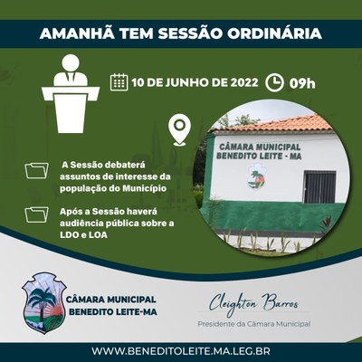 Pauta Sessão Ordinária 10 de junho de 2022