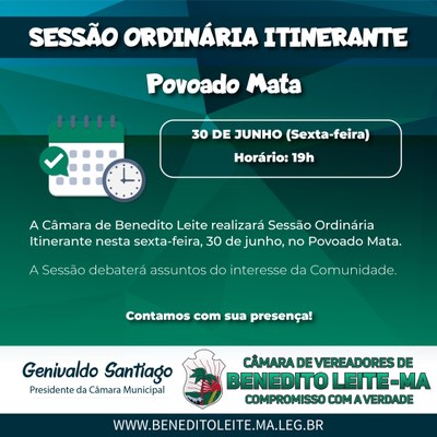 Pauta Sessão Itinerante do dia 30 de junho de 2023