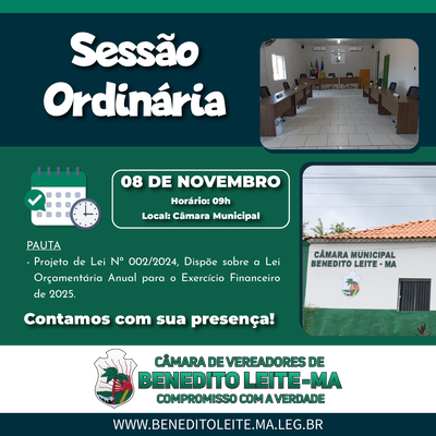 Sessão Ordinária 08 de novembro benedito leite